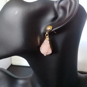 Peach and gold crystal earrings